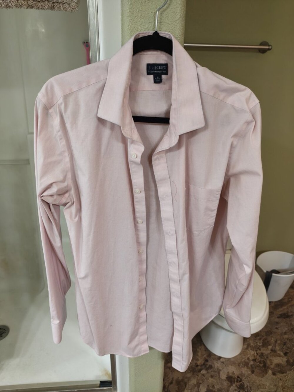 J.Crew Men's Flex Wrinkle Free Dress Shirt Pink L (16-16.5)